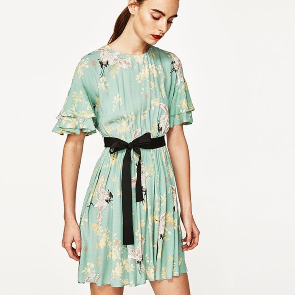ZARA patterned dress with open back waist